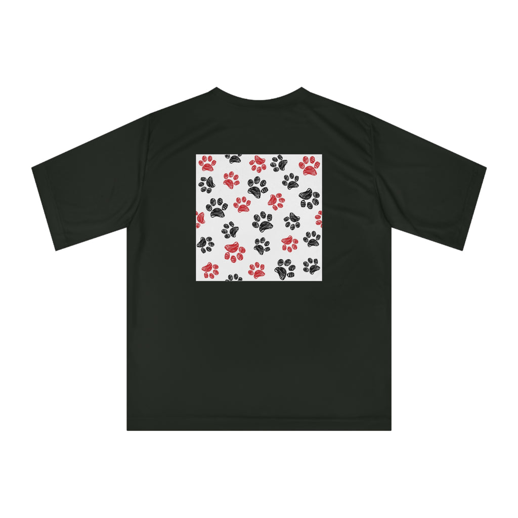 Cute Puppy Face Performance T-Shirt — Paw Print Pattern Athletic Tee