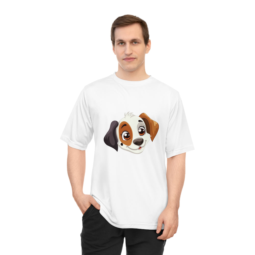 Cute Puppy Face Performance T-Shirt — Paw Print Pattern Athletic Tee