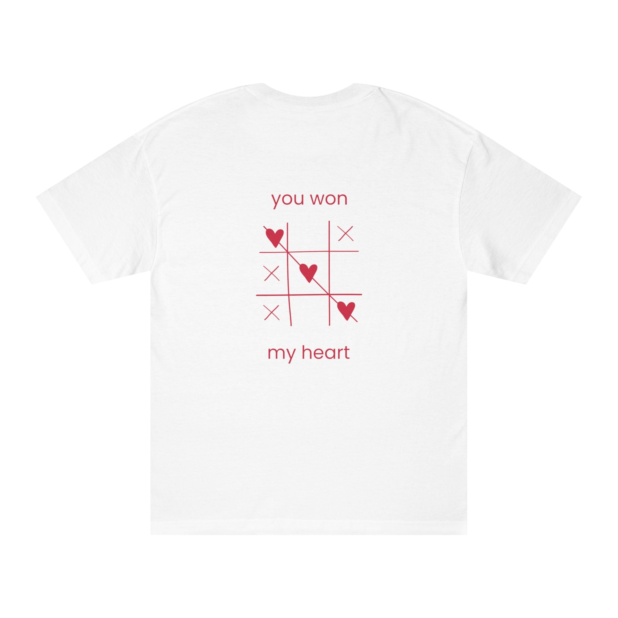 T‑Shirt — You Won My Heart Tic‑Tac‑Toe Graphic Tee (Pink Hearts)