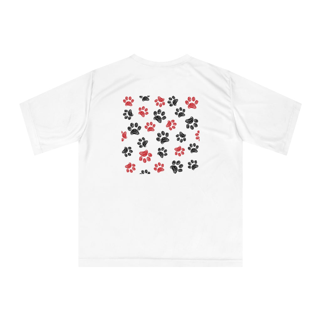 Cute Puppy Face Performance T-Shirt — Paw Print Pattern Athletic Tee