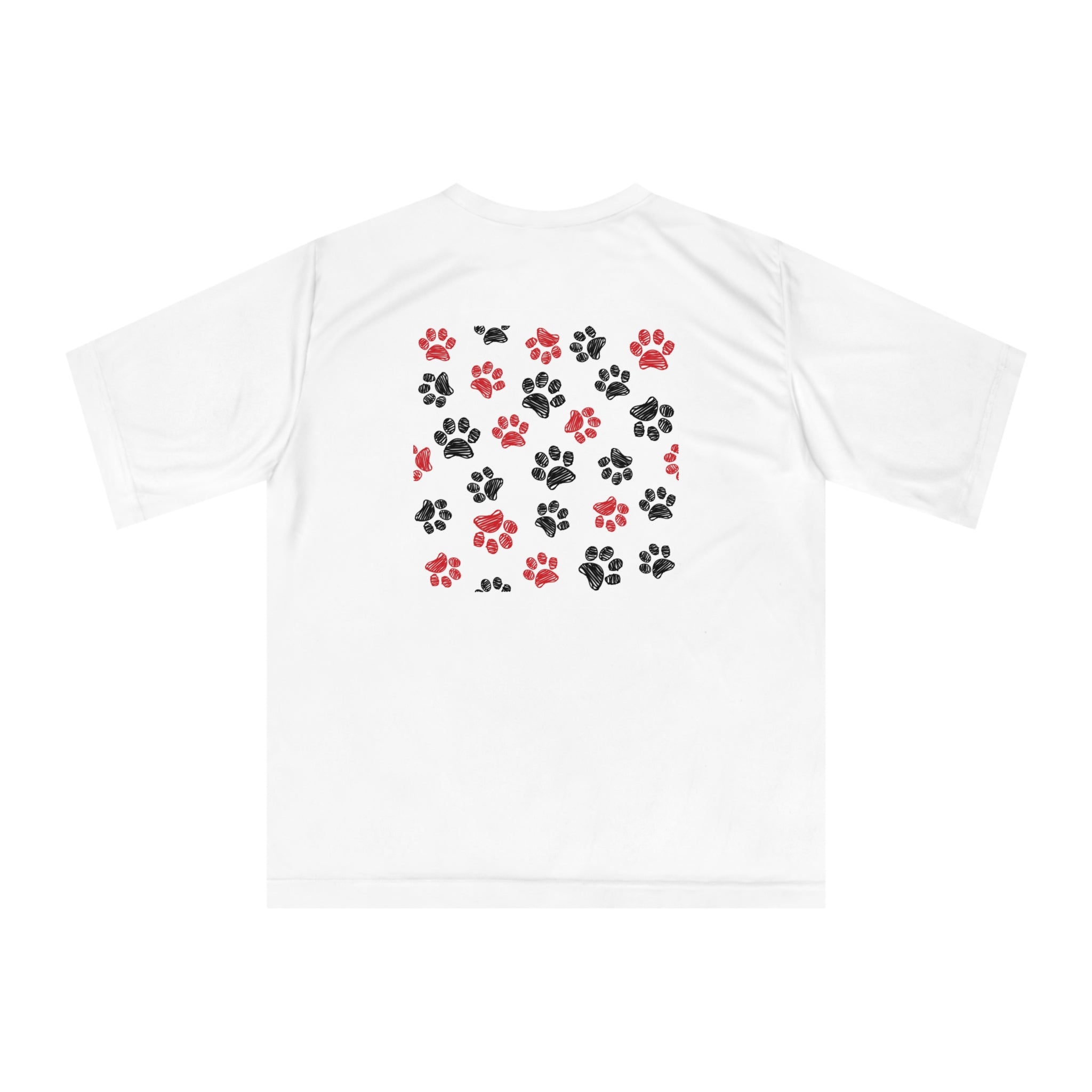 Cute Puppy Face Performance T-Shirt — Paw Print Pattern Athletic Tee