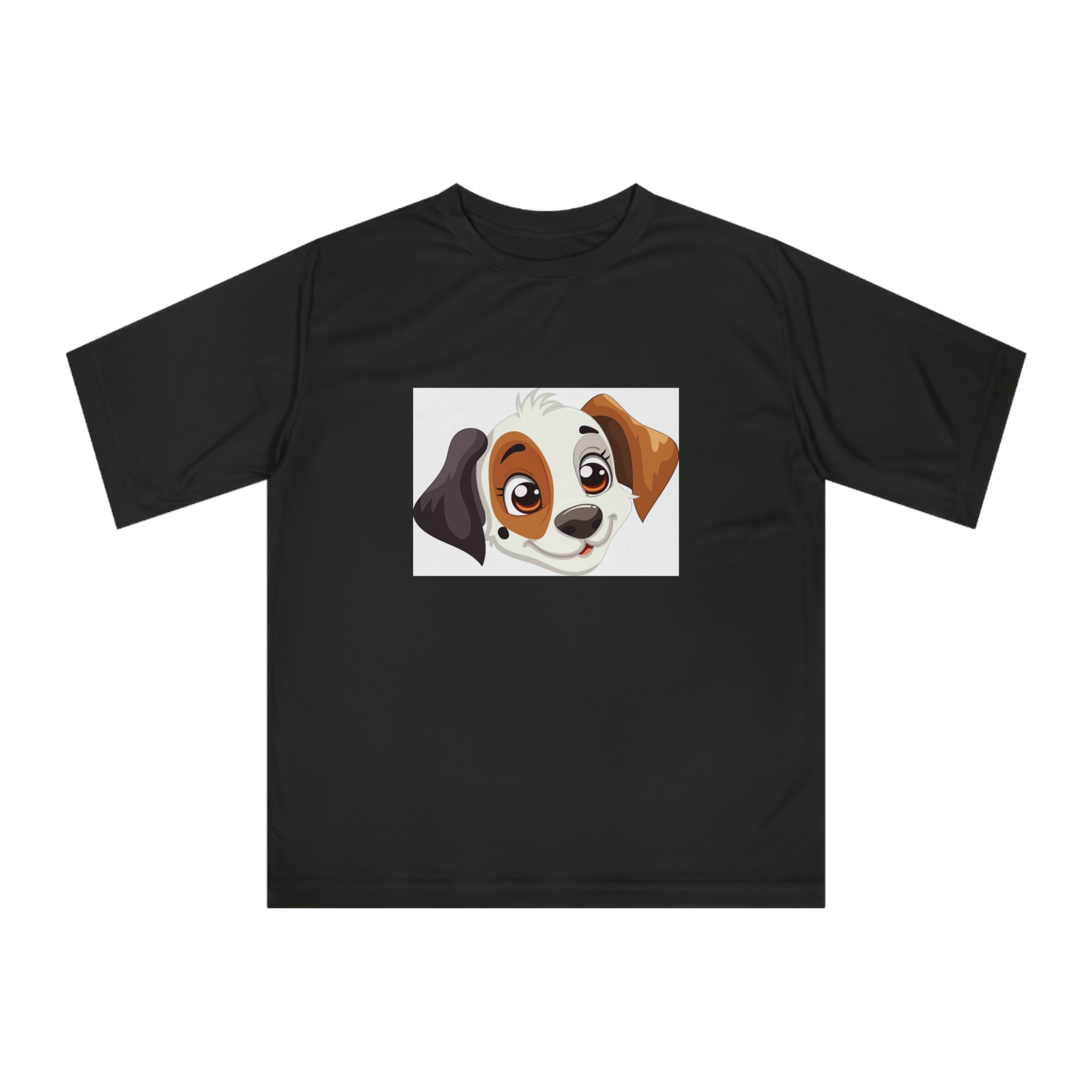 Cute Puppy Face Performance T-Shirt — Paw Print Pattern Athletic Tee